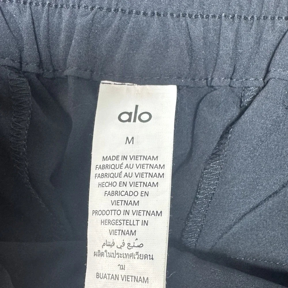 Alo Yoga Black Wide Leg Cropped Trouser Women's Medium Stretch Casual Travel
